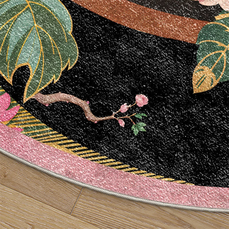 Floral Bird Round-shaped Anti-slip Area Rug  - image 3