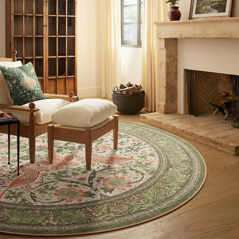 Floral Bird Waterproof Round-shaped Area Rug  - image 4