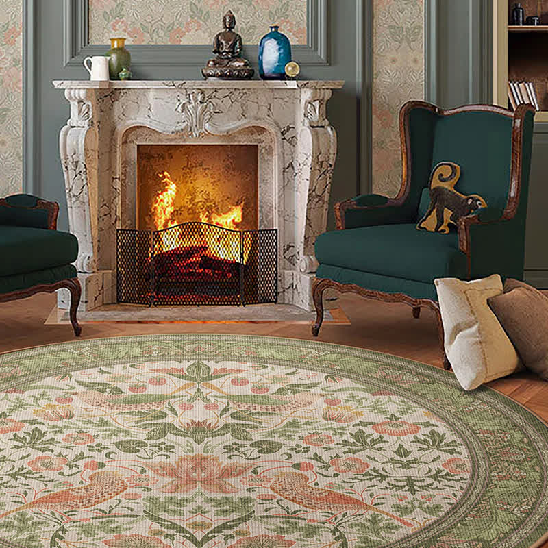 Floral Bird Waterproof Round-shaped Area Rug  - image 3