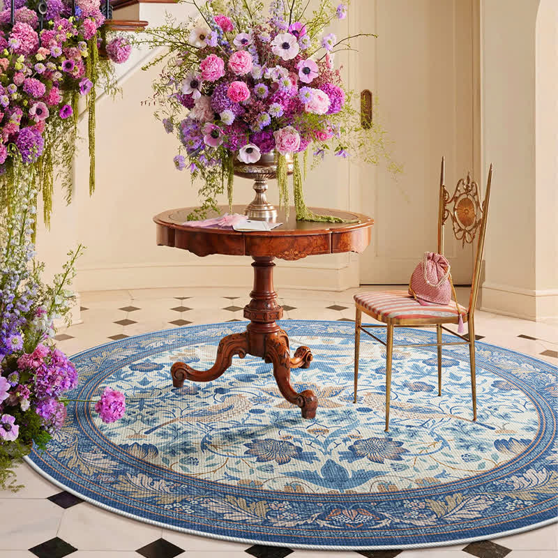Floral Bird Waterproof Round-shaped Area Rug  - image 6