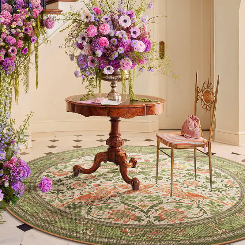 Floral Bird Waterproof Round-shaped Area Rug  - image 2