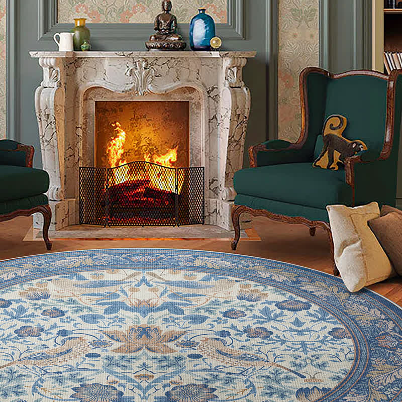 Floral Bird Waterproof Round-shaped Area Rug  - image 7