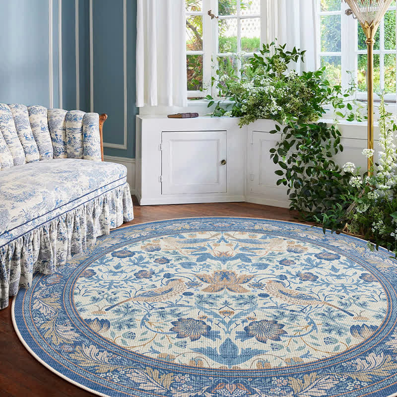 Floral Bird Waterproof Round-shaped Area Rug  - image 8