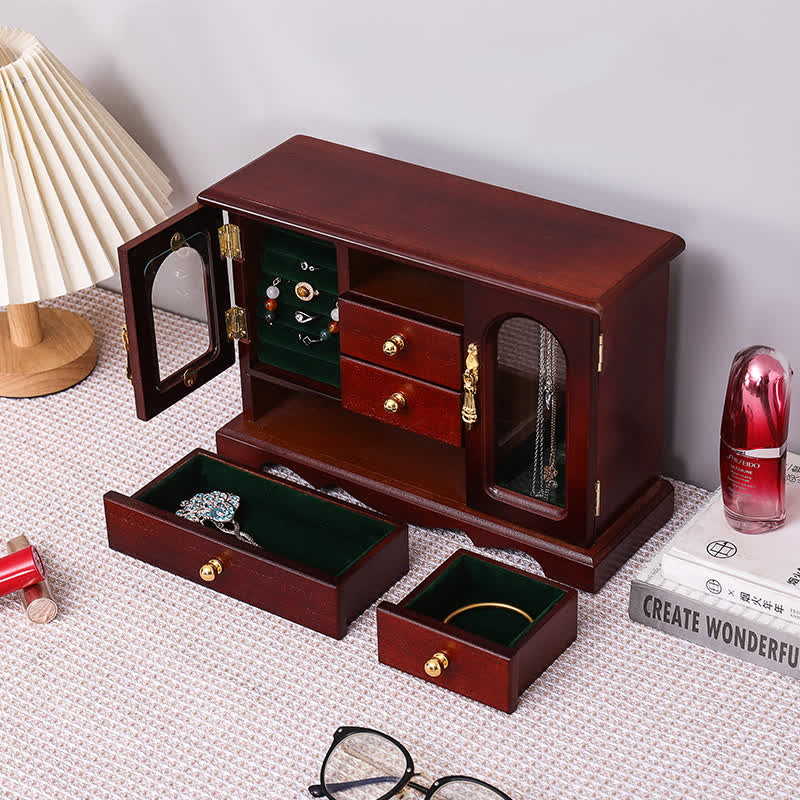 Vintage Wooden Multi-layer Jewelry Box Ornament