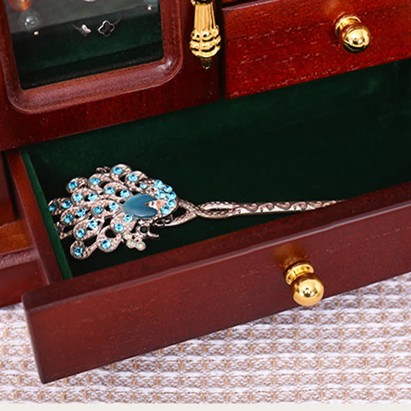 Vintage Wooden Multi-layer Jewelry Box Ornament - image 14