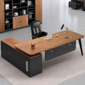 Walnut Modern Desk With Storage Cabinet - 62.99"L x 31.5"W x 29.53"H - image 0