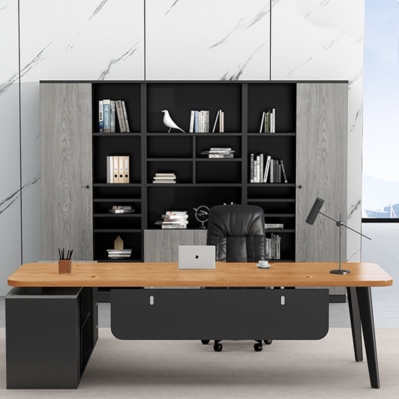 Walnut Modern Desk With Storage Cabinet - image 4