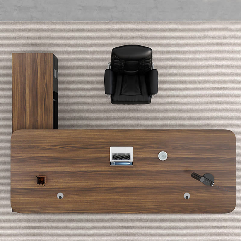 Walnut Modern Desk With Storage Cabinet - image 5