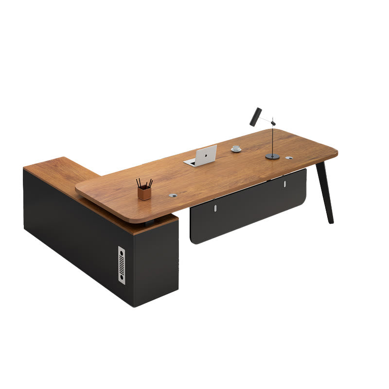 Walnut Modern Desk With Storage Cabinet - image 1