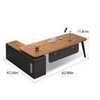 Walnut Modern Desk With Storage Cabinet - image 11