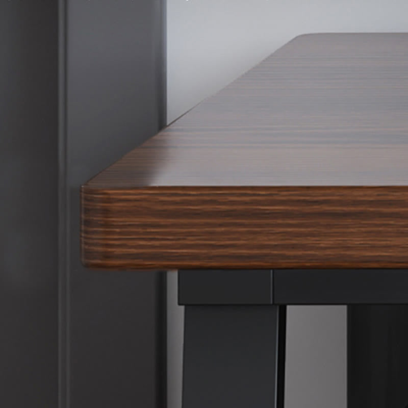 Iffhome Walnut-colored Office Desk With Movable File Cabinet