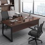 Walnut-colored Office Desk With Movable File Cabinet - 62.99"L x 23.62"W x 29.53"H - image 0