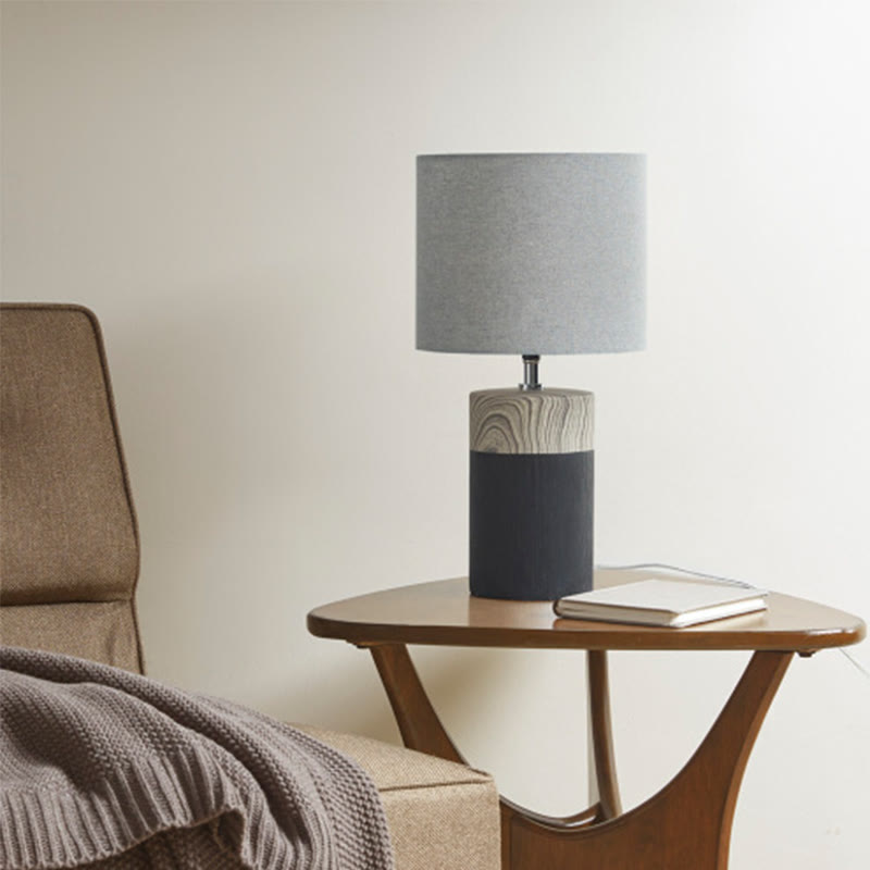 Black Table Lamp With Textured Ceramic Base