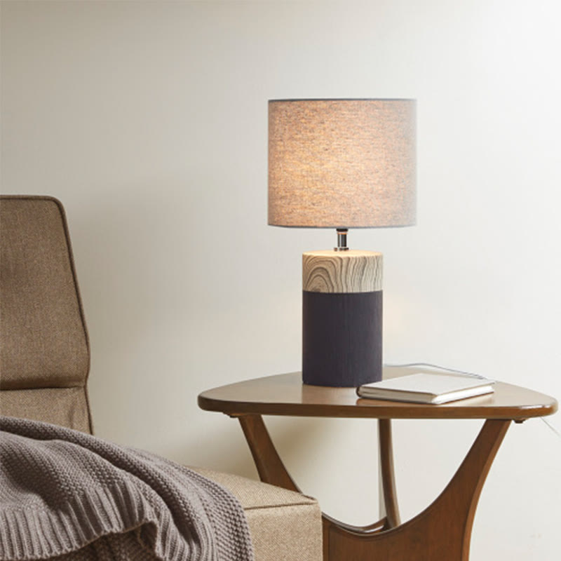 Black Table Lamp With Textured Ceramic Base