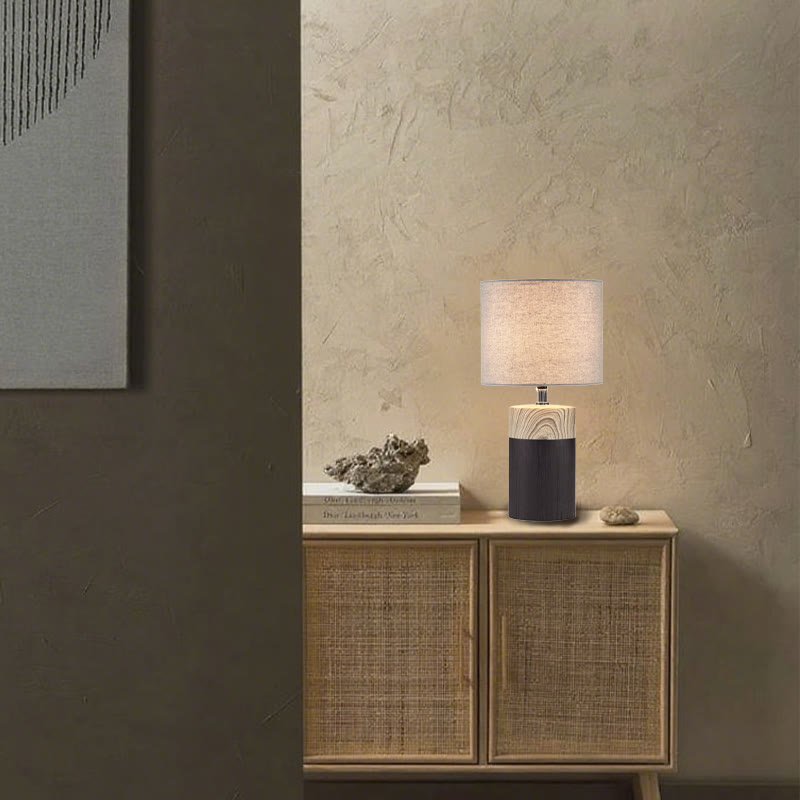 Black Table Lamp With Textured Ceramic Base