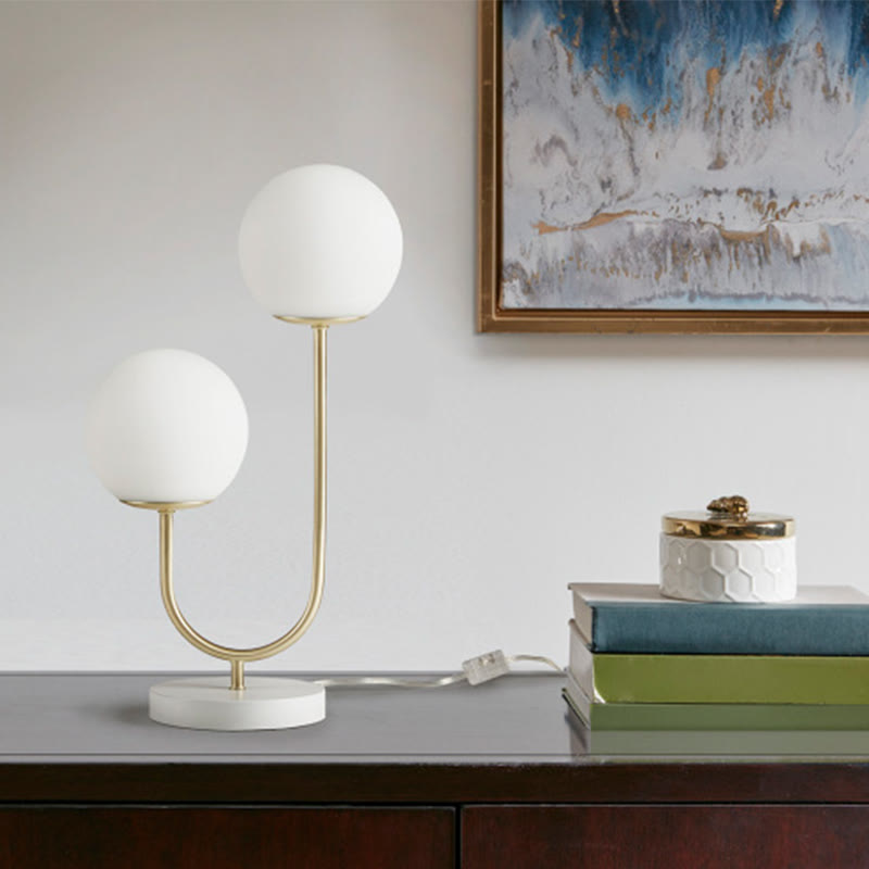 2-light Globe Table Lamp With Metal Base