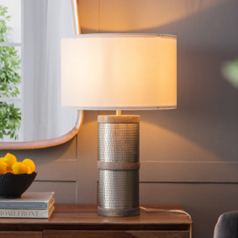 Sliver Hammered Iron Table Lamp