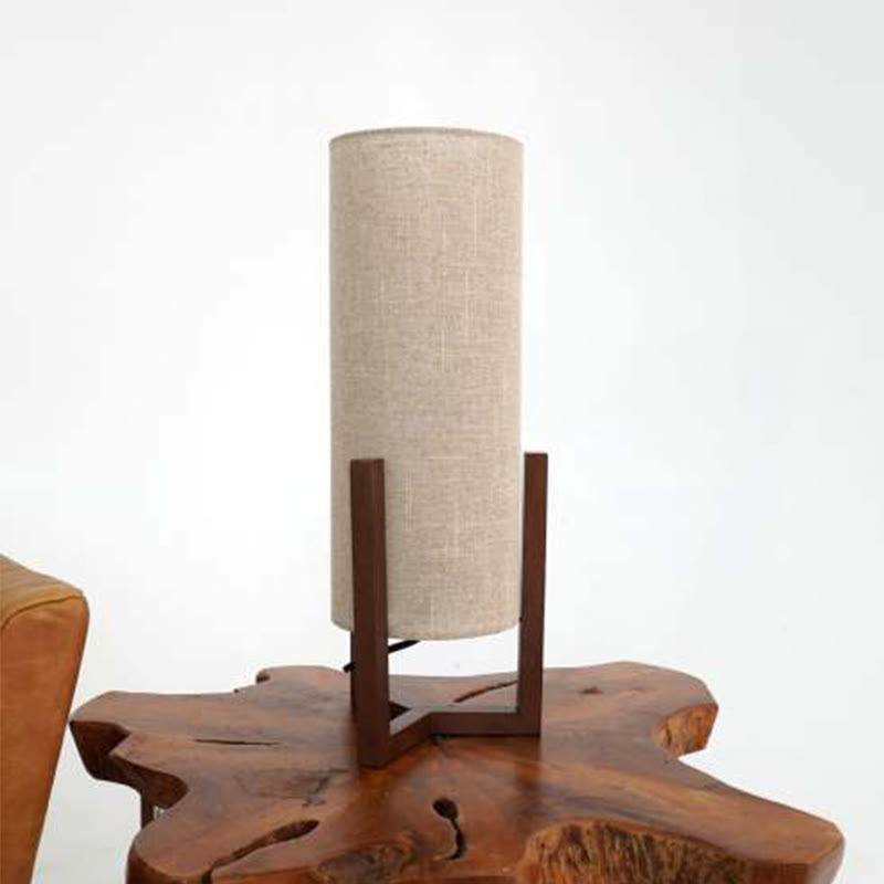 Modern Bedroom Lamp With Walnut Wood Base