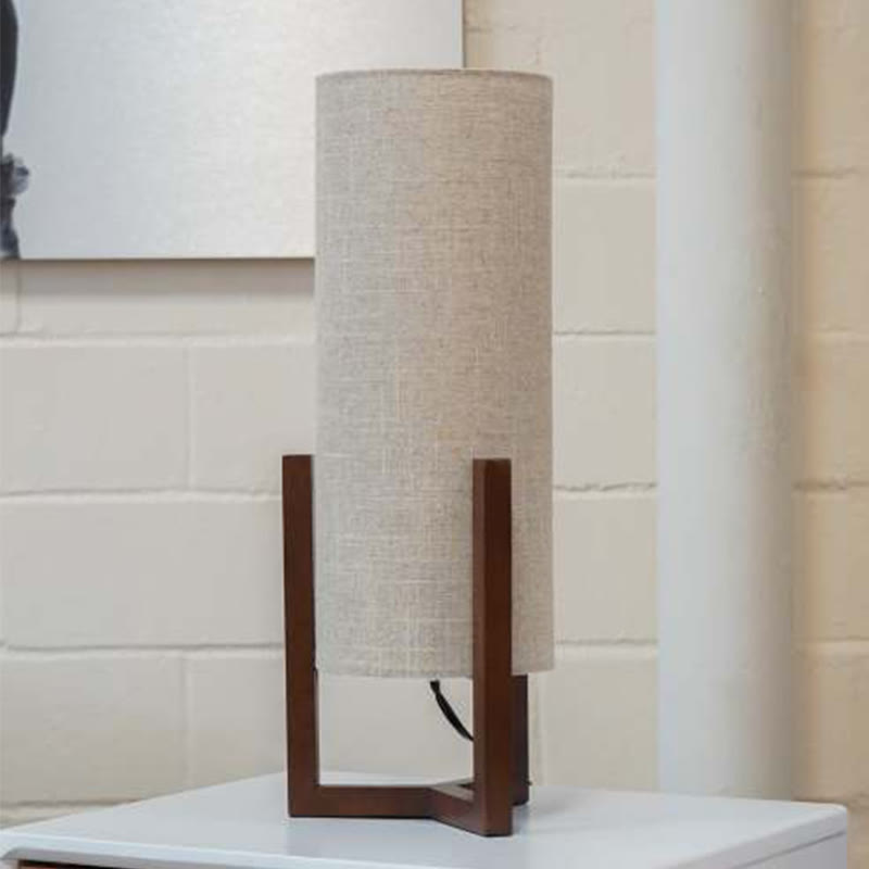 Modern Bedroom Lamp With Walnut Wood Base