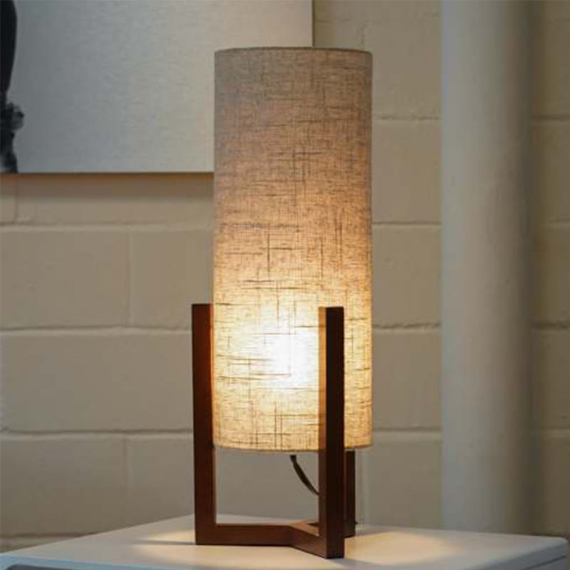 Modern Bedroom Lamp With Walnut Wood Base
