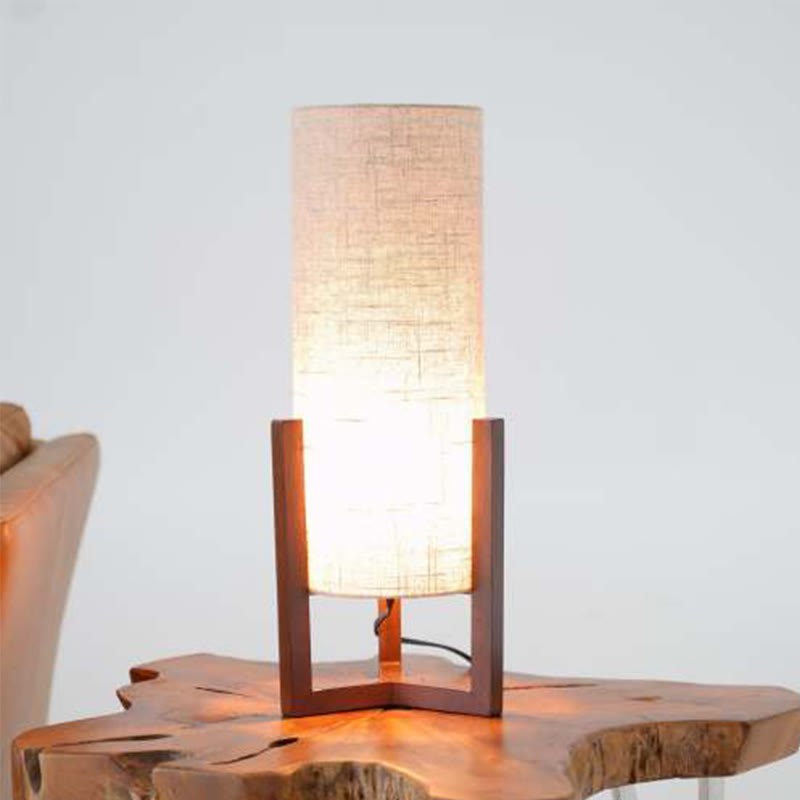 Modern Bedroom Lamp With Walnut Wood Base - W8" x D8" x H20" - image 0