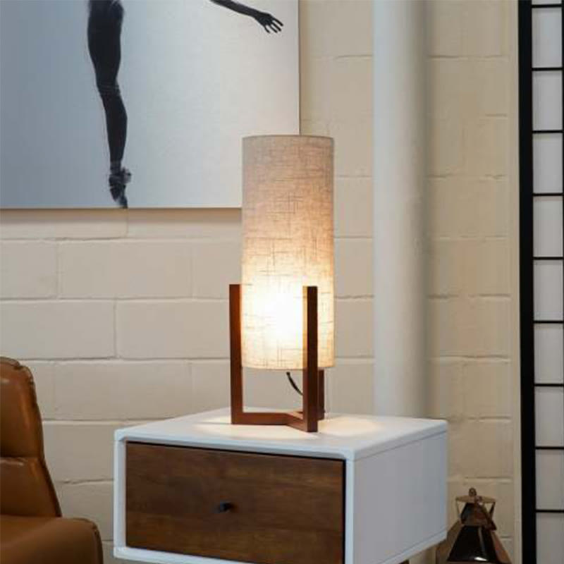 Modern Bedroom Lamp With Walnut Wood Base