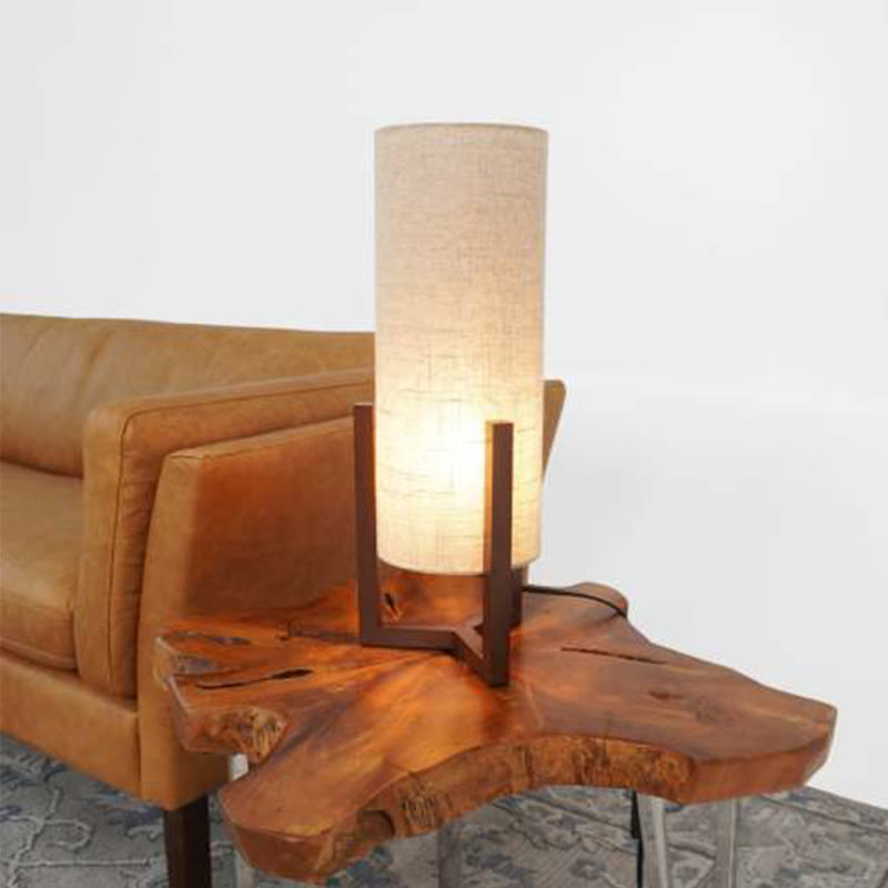 Modern Bedroom Lamp With Walnut Wood Base