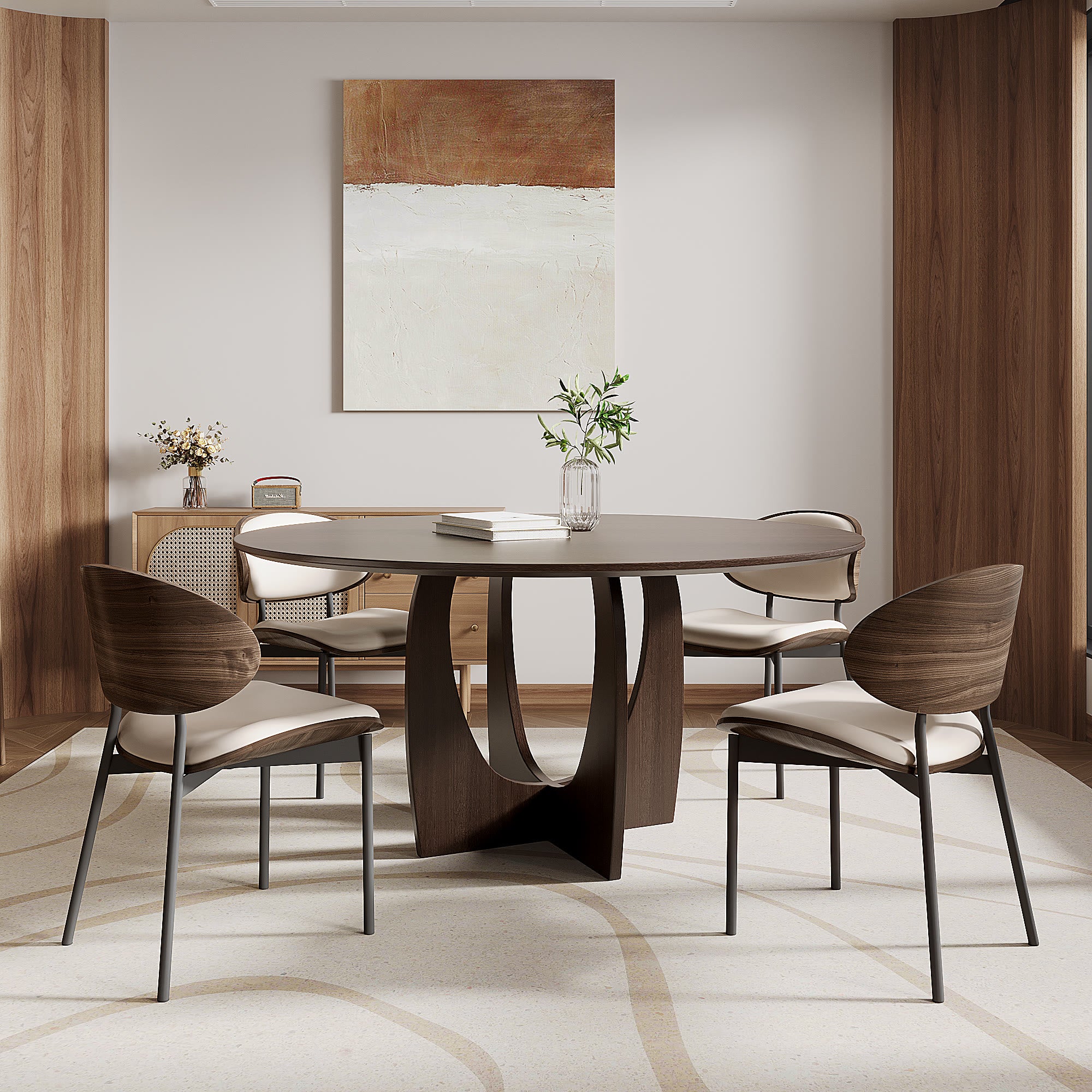 Round Wood Dining Table With Cross Legs