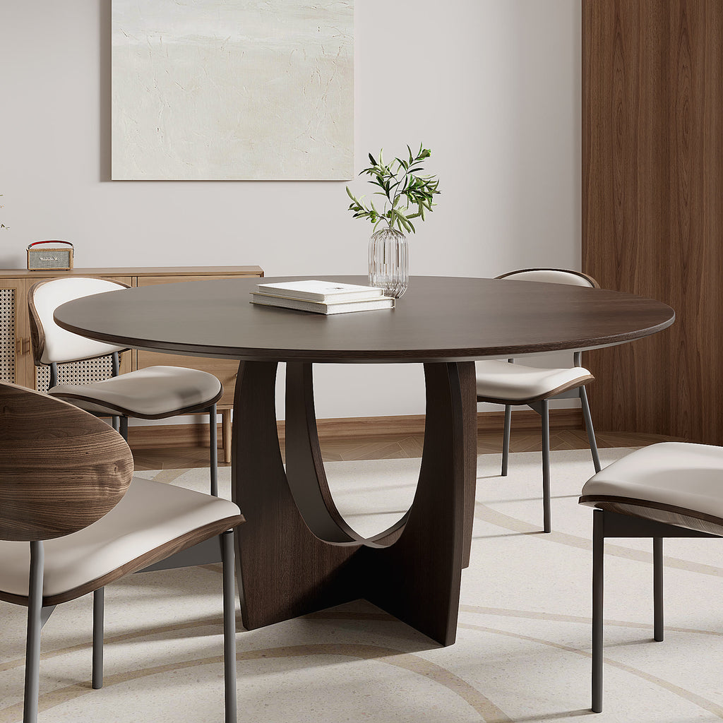 Round Wood Dining Table With Cross Legs