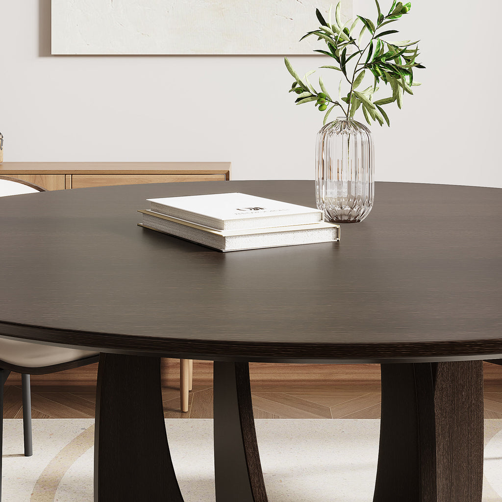 Round Wood Dining Table With Cross Legs