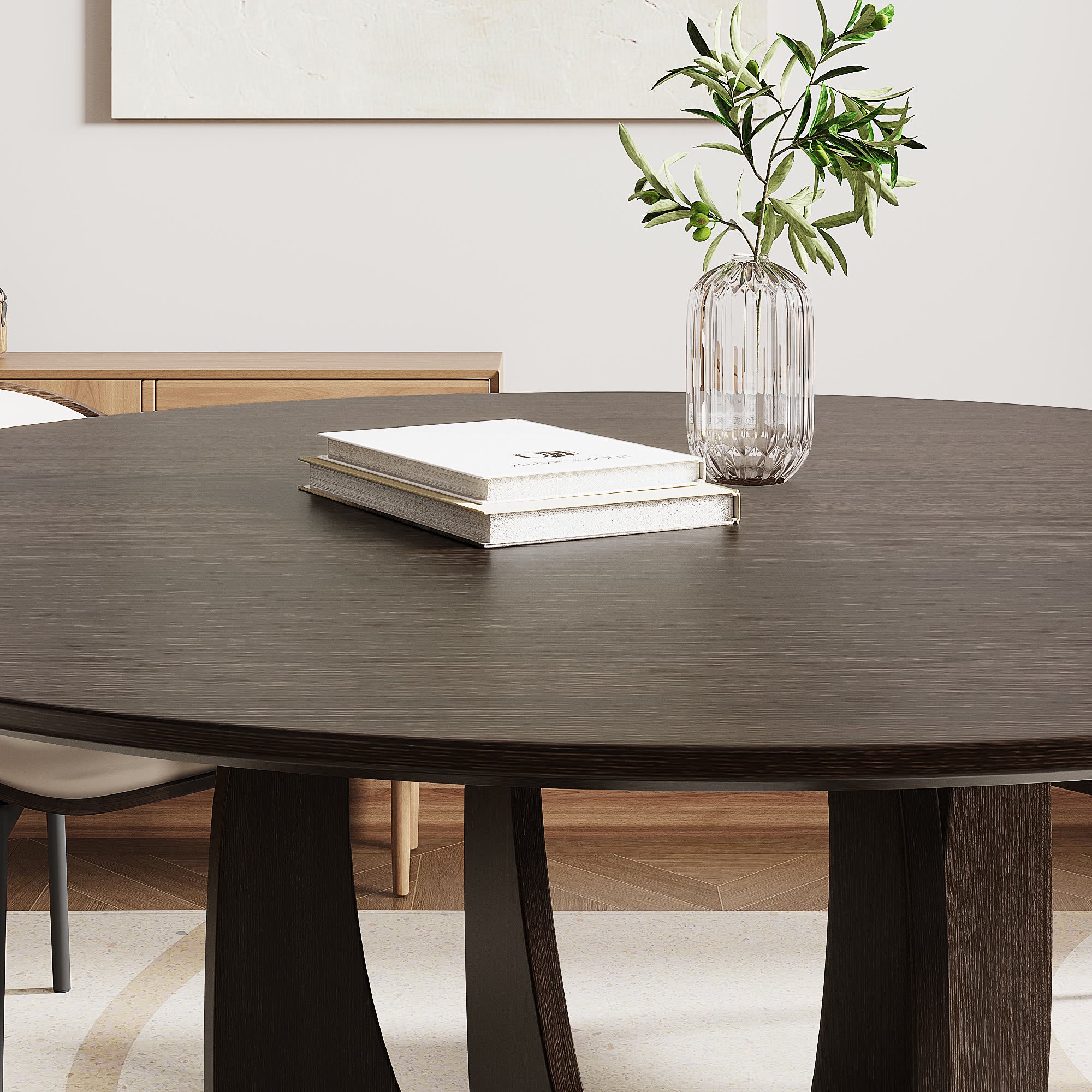 Round Wood Dining Table With Cross Legs