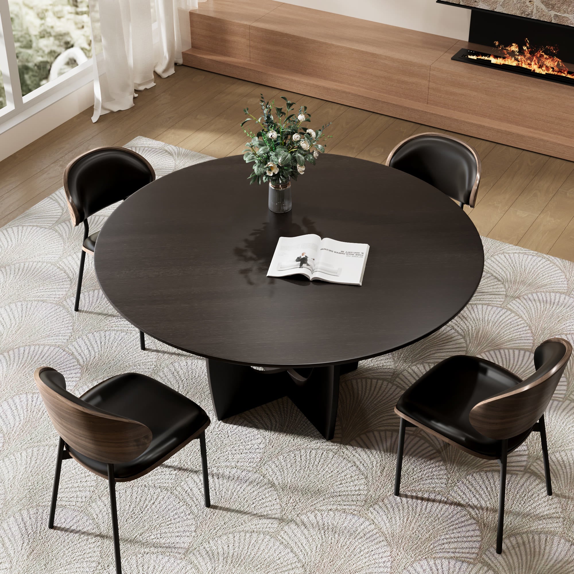 Round Wood Dining Table With Cross Legs