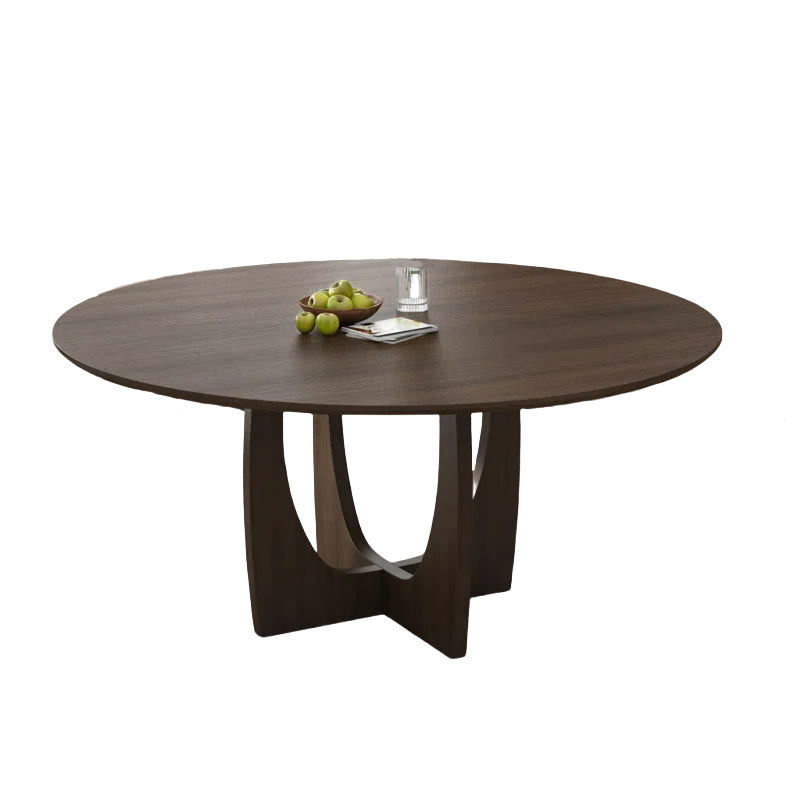 Round Wood Dining Table With Cross Legs - image 1