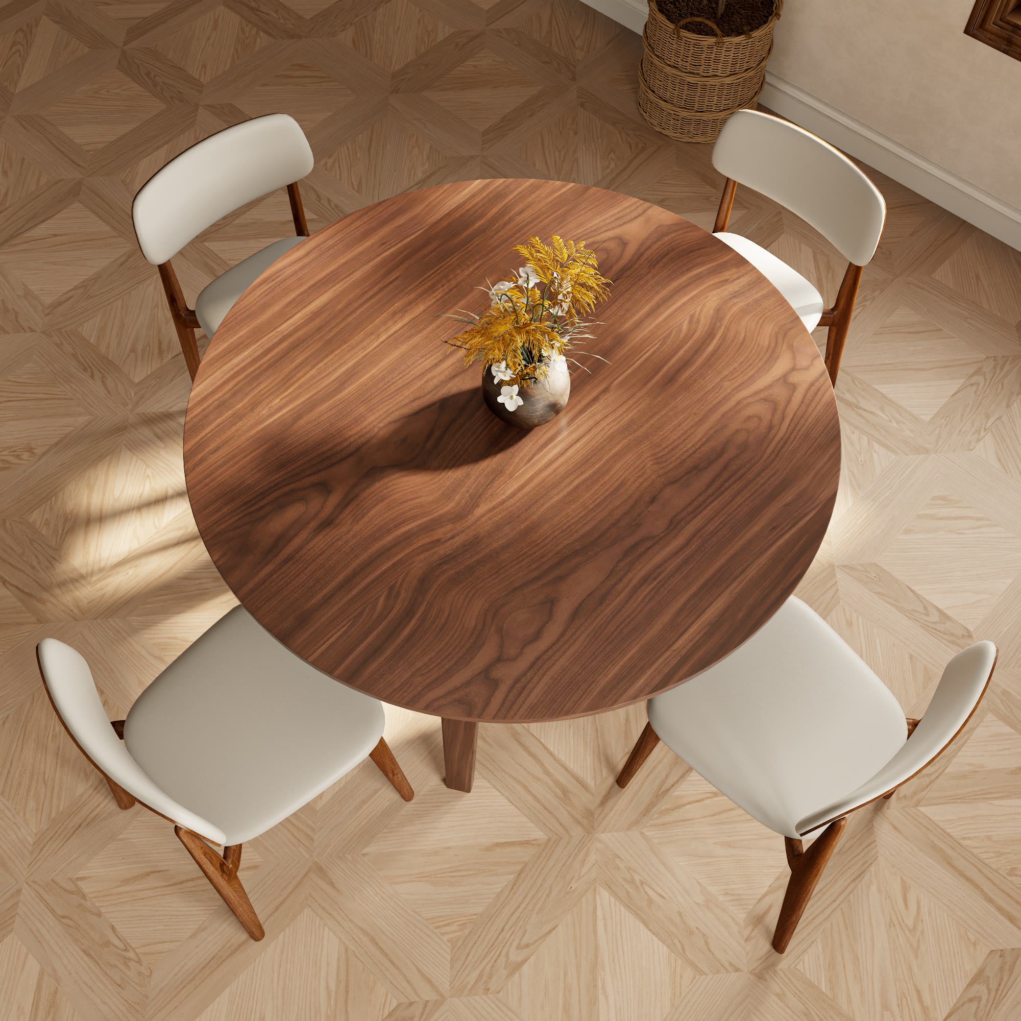 Walnut Wooden Splayed-leg Dining Table