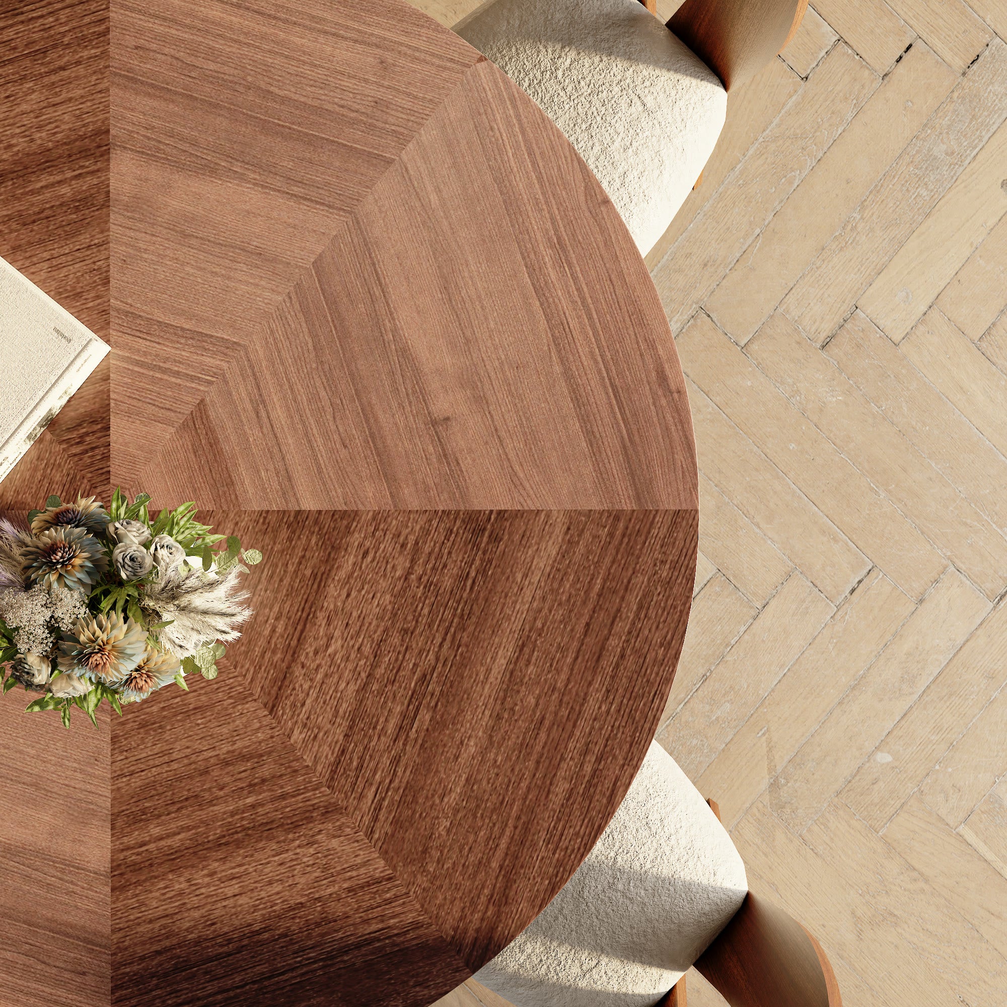 Splicing Tabletop Curved-leg Wooden Dining Table