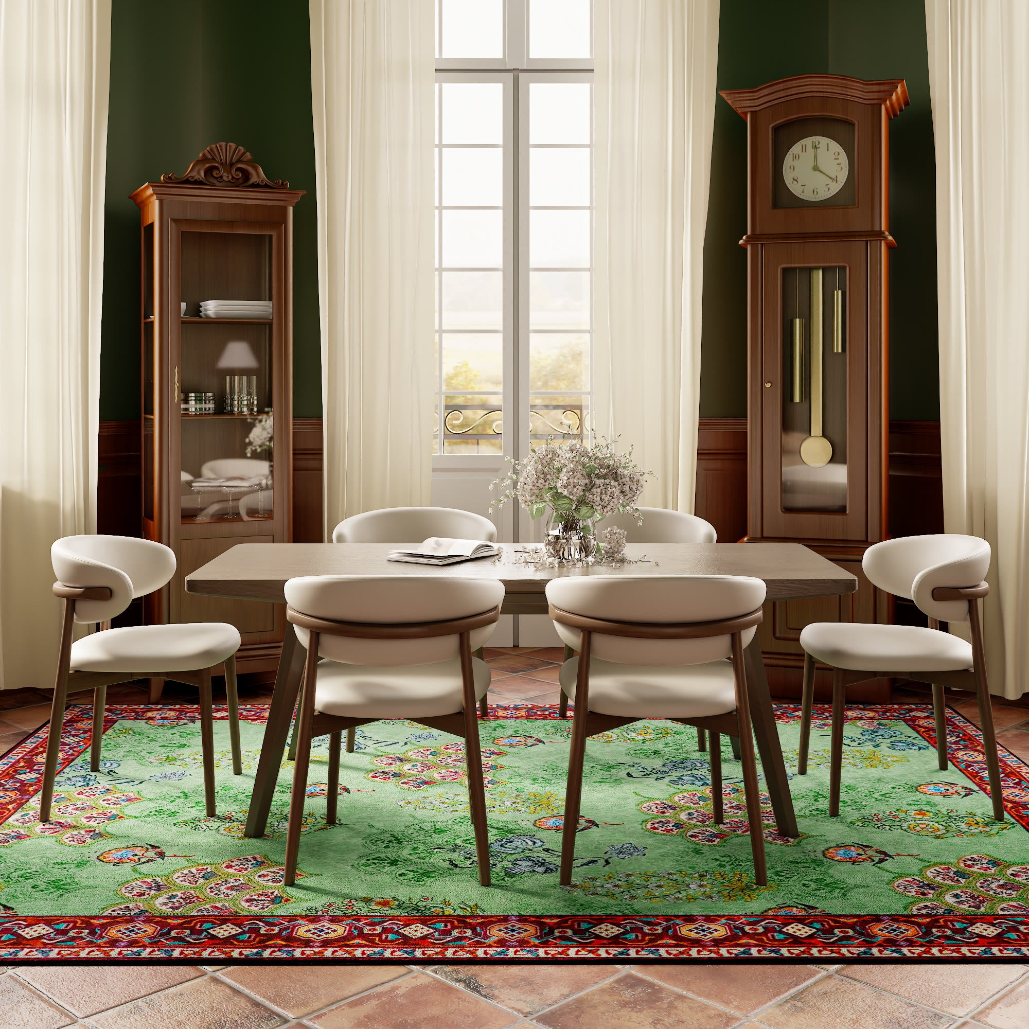 Washable Vintage Floral Anti-slip Area Rug - image 4