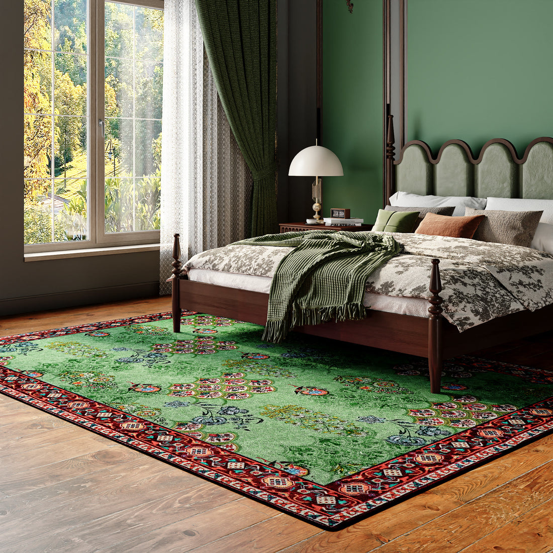 Washable Vintage Floral Anti-slip Area Rug - image 6