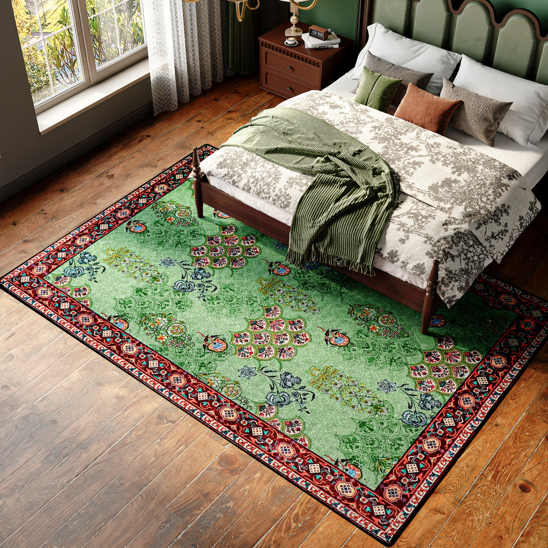 Washable Vintage Floral Anti-slip Area Rug - image 7