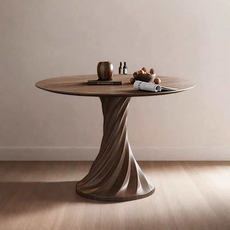 Dark Walnut Colored Spiral-shape Base Dining Table