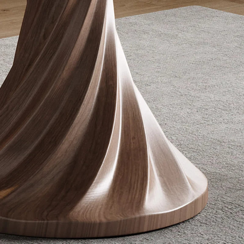 Dark Walnut Colored Spiral-shape Base Dining Table