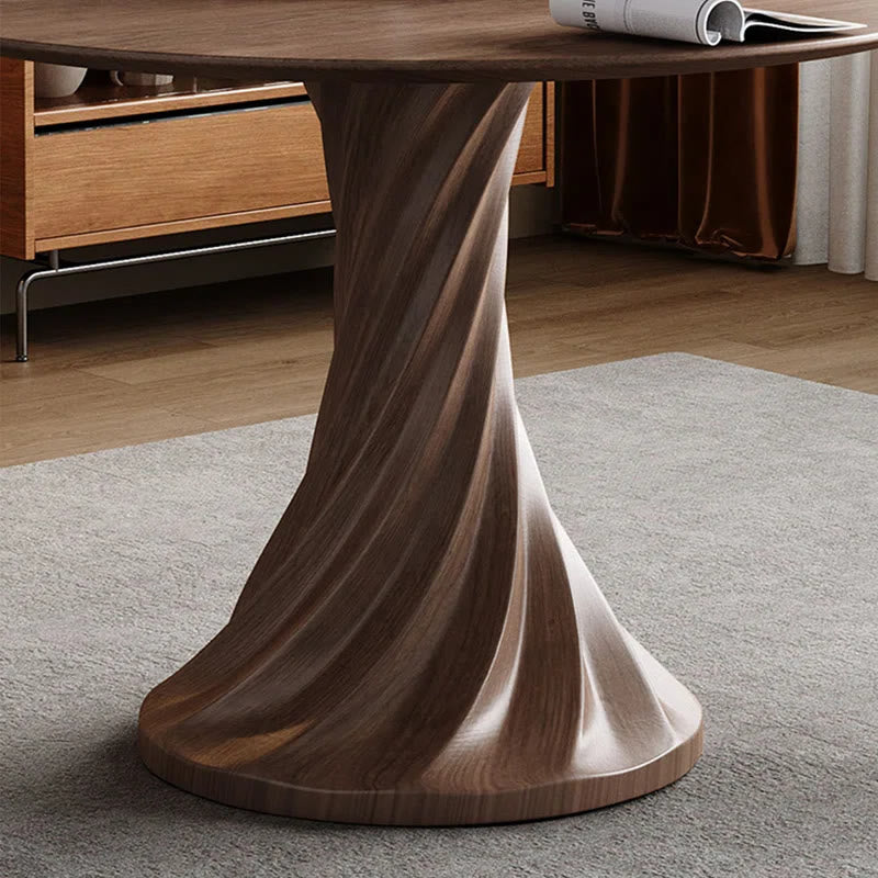 Dark Walnut Colored Spiral-shape Base Dining Table