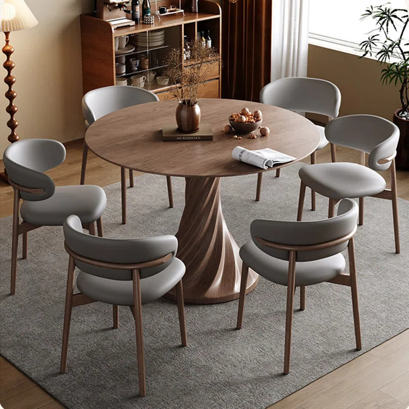 Dark Walnut Colored Spiral-shape Base Dining Table