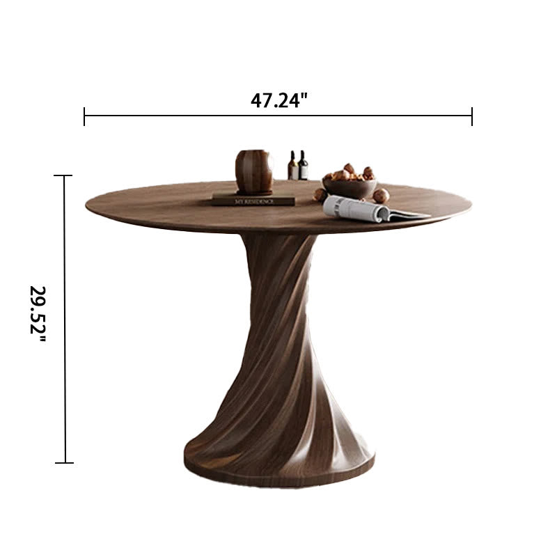 Dark Walnut Colored Spiral-shape Base Dining Table