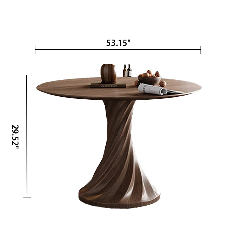 Dark Walnut Colored Spiral-shape Base Dining Table