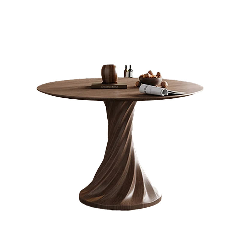Dark Walnut Colored Spiral-shape Base Dining Table