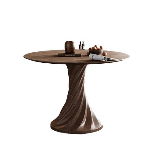 Dark Walnut Colored Spiral-shape Base Dining Table