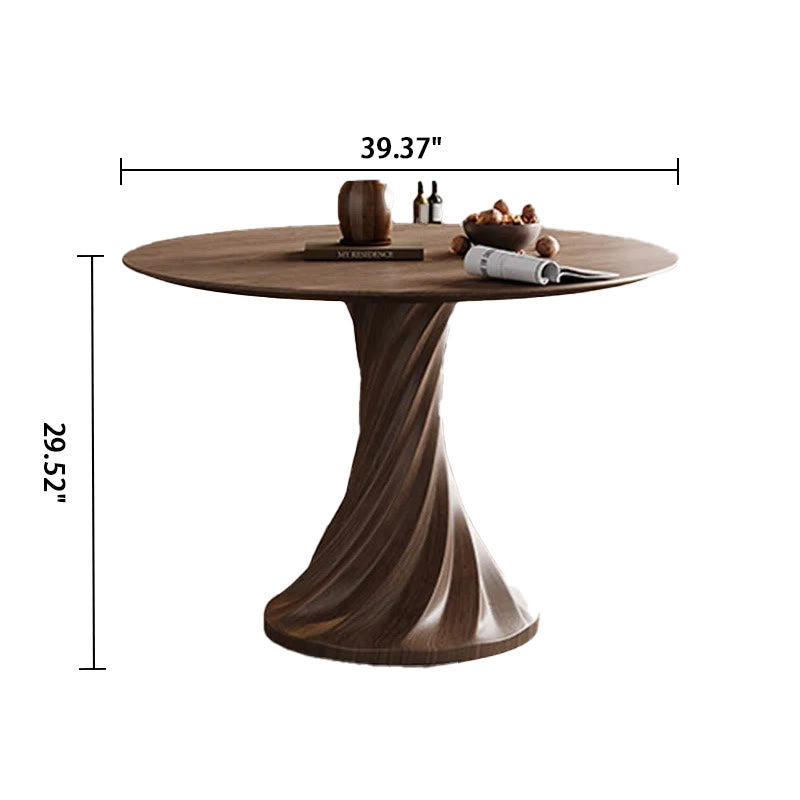 Dark Walnut Colored Spiral-shape Base Dining Table