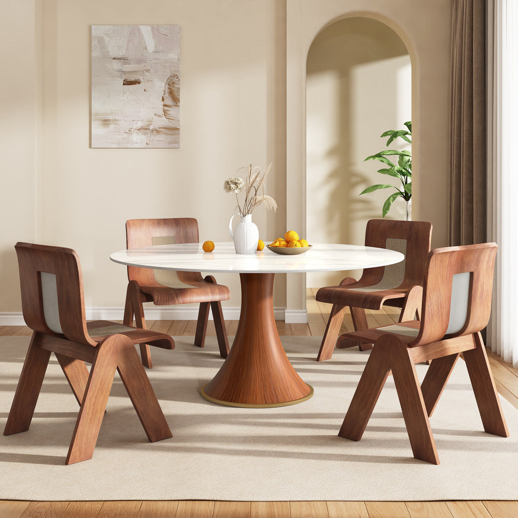 Mid-Century Modern Round Dining Table For 4-8 People