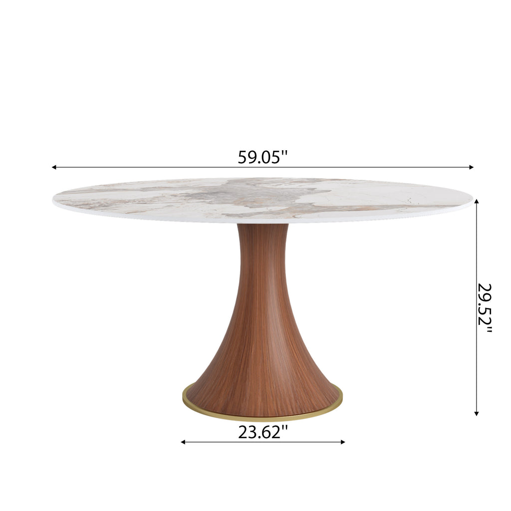 Mid-Century Modern Round Dining Table For 4-8 People