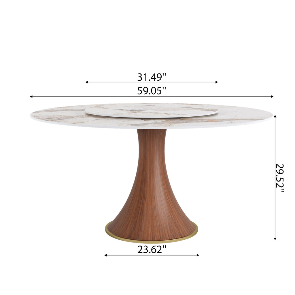 Mid-Century Modern Round Dining Table For 4-8 People